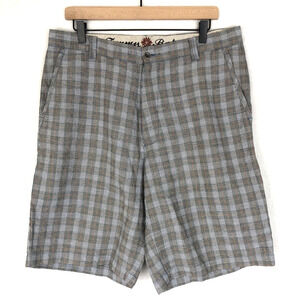TOMMY BAHAMA Shorts Men's‎ 34 Blue Plaid Linen Silk Paradise Nation Beach Resort